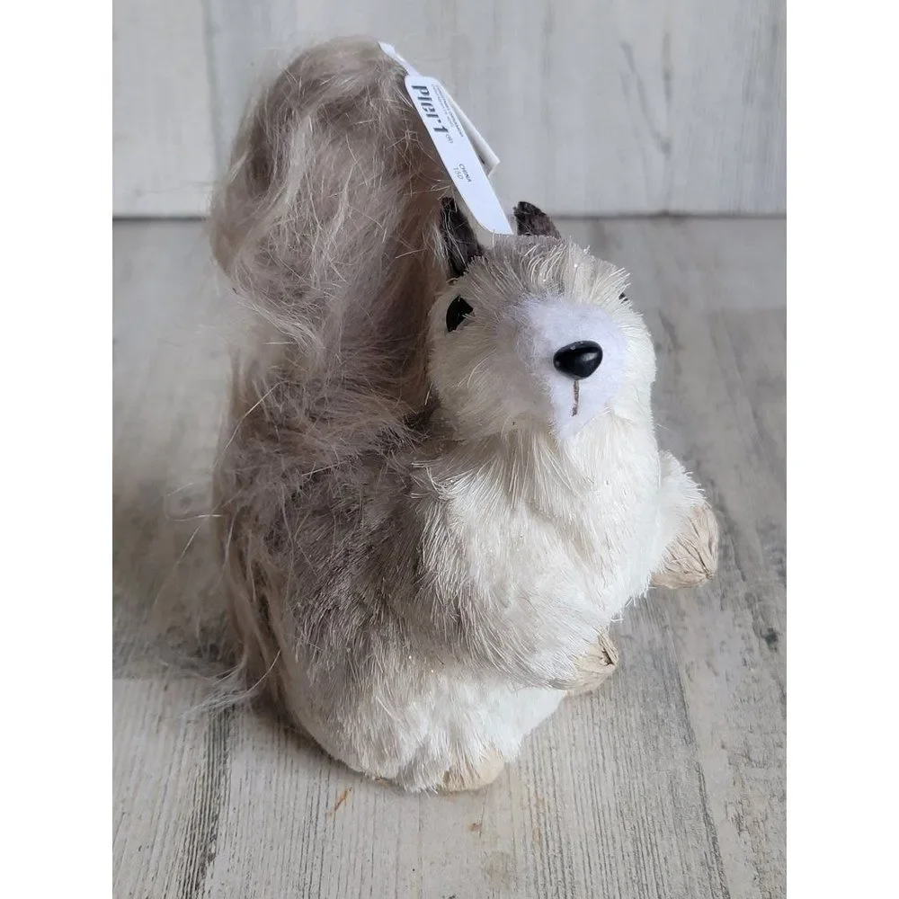 Pier 1 mini bristle‎ brush winter squirrel glitter Xmas figure